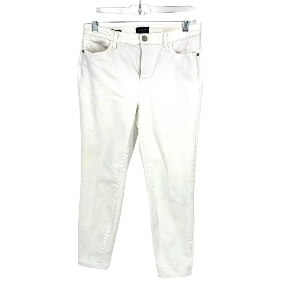 Talbots Jegging Crop Jans Womens Size 4 White Stretch Tapered Leg